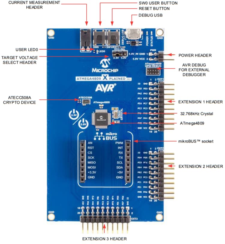 Microchip Technology ATmega4809 Xplained Pro Evaluation Kit Microchip Technology ATmega4809 Xplained Pro Evaluation Kit
