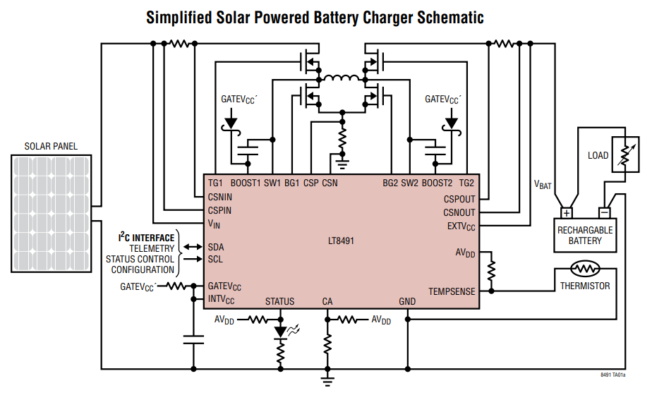 Application Circuit Diagram - Analog Devices Inc. LT8491 Buck-Boost Battery Charge Controller