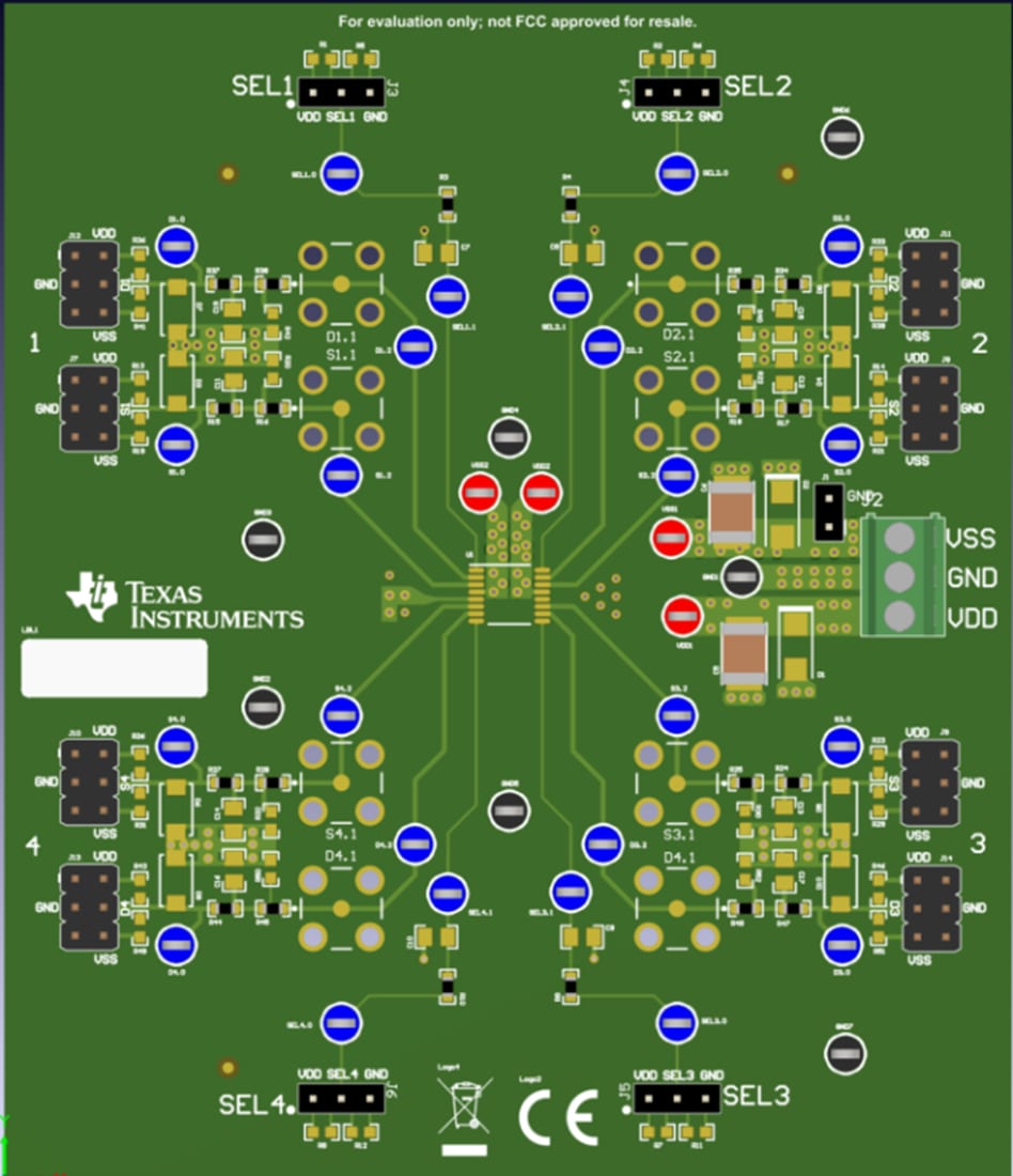 Mechanical Drawing - Texas Instruments TMUX721xEVM Switch Evaluation Module (EVM)