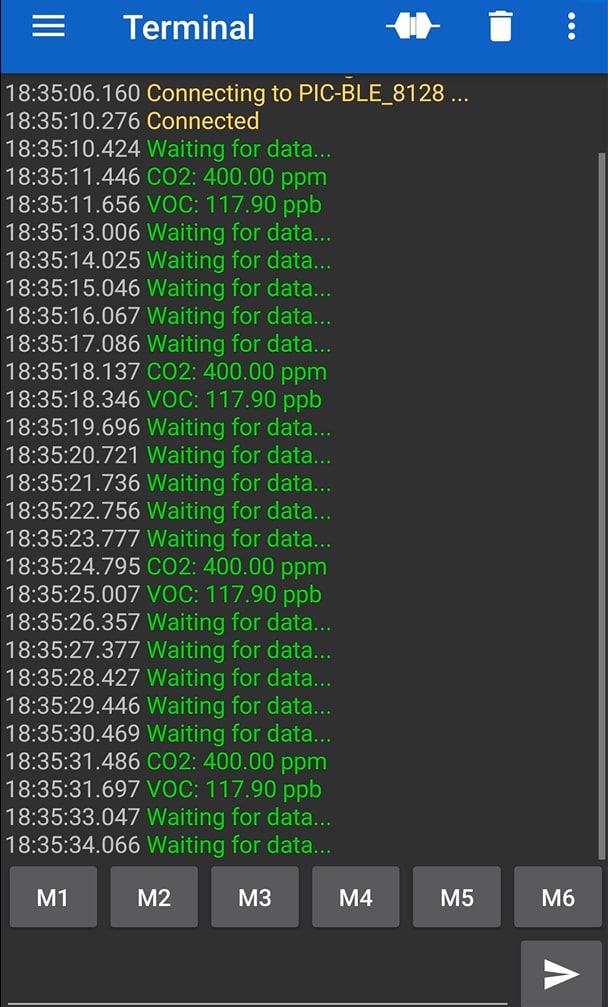 Receiving air quality readings via BLE