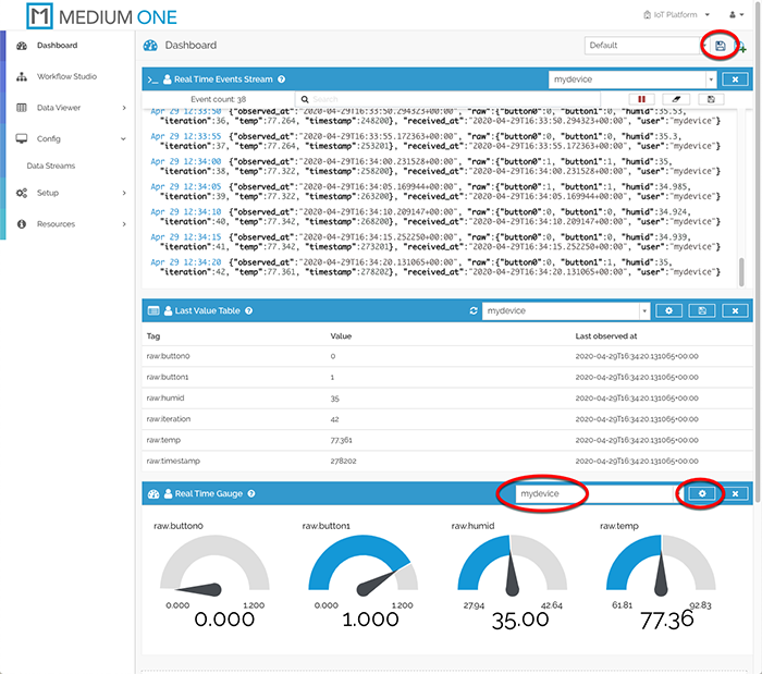 Real Time Gauge Widgets Added to Dashboard
